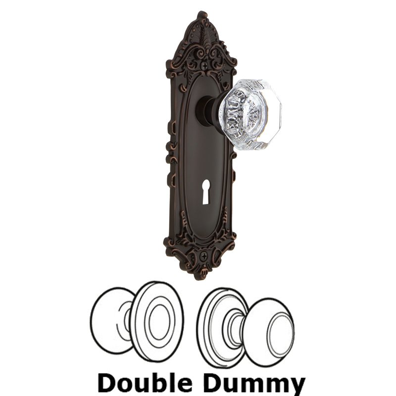 Nostalgic Warehouse Double Dummy Set with Keyhole - Victorian Plate with Waldorf Door Knob in Timeless Bronze