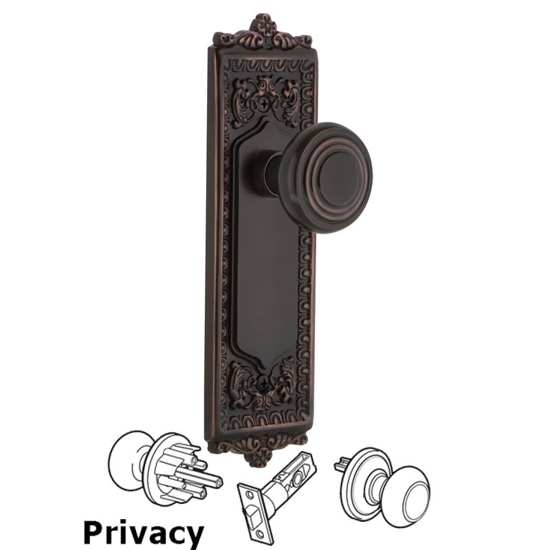 Nostalgic Warehouse Complete Privacy Set - Egg & Dart Plate with Deco Door Knob in Timeless Bronze