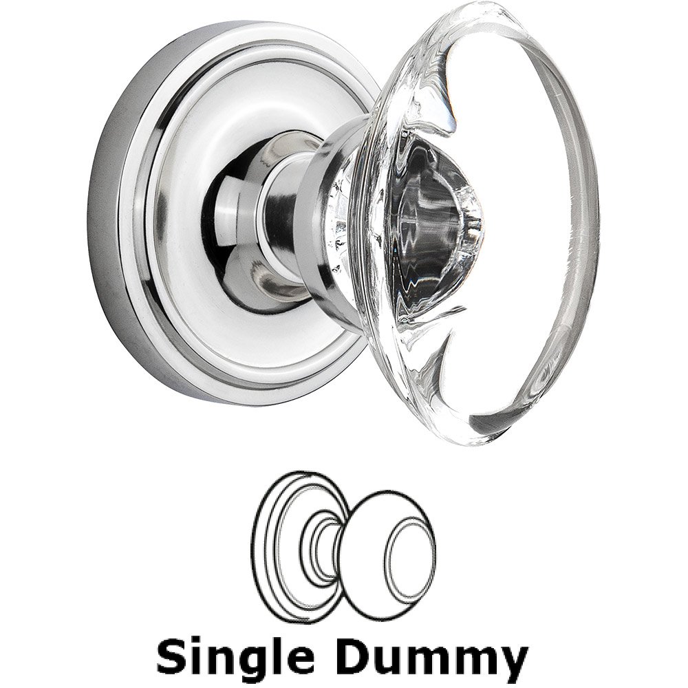 Nostalgic Warehouse Single Dummy Classic Rose with Oval Clear Crystal Knob in Bright Chrome