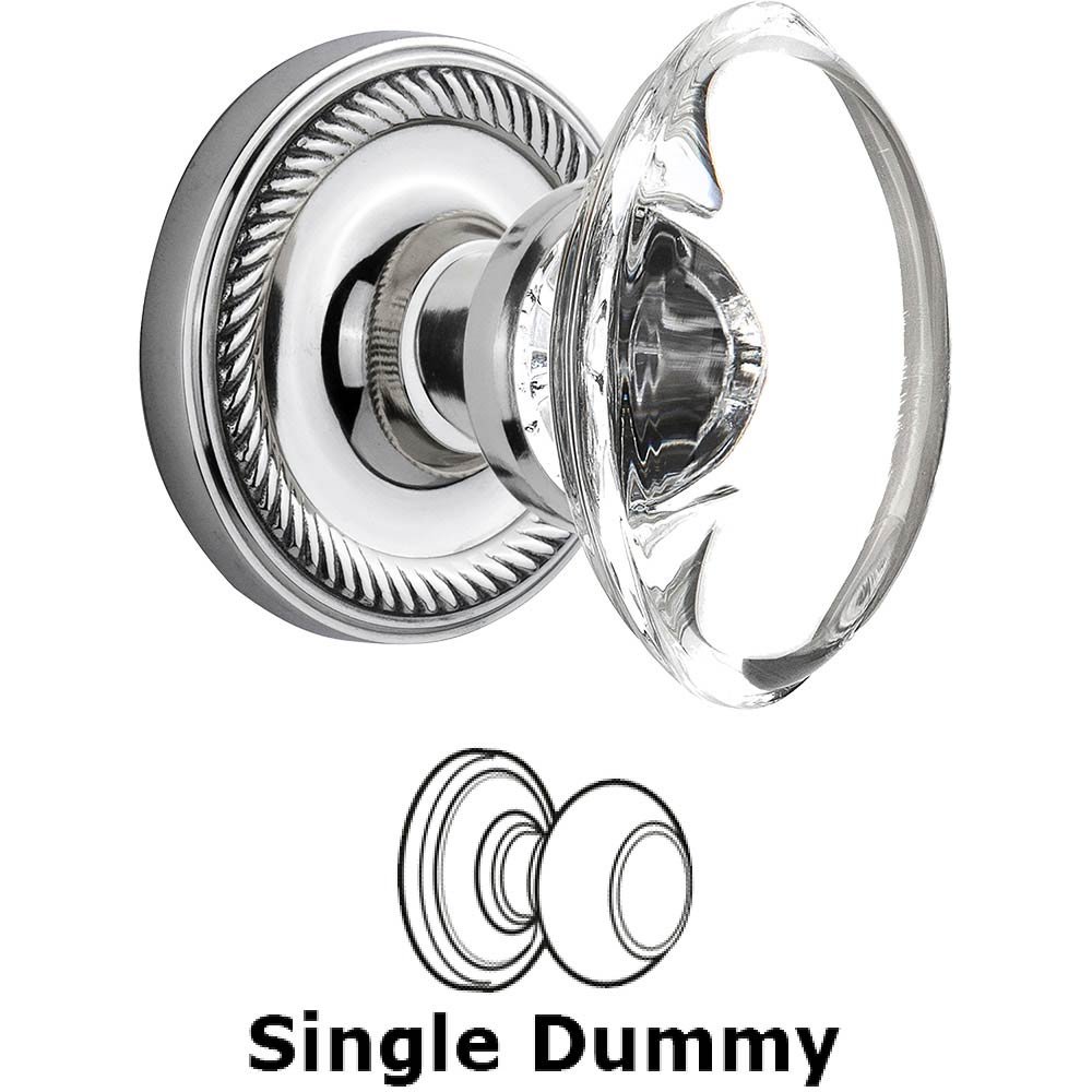 Nostalgic Warehouse Single Dummy - Rope Rose with Oval Clear Crystal Knob in Bright Chrome