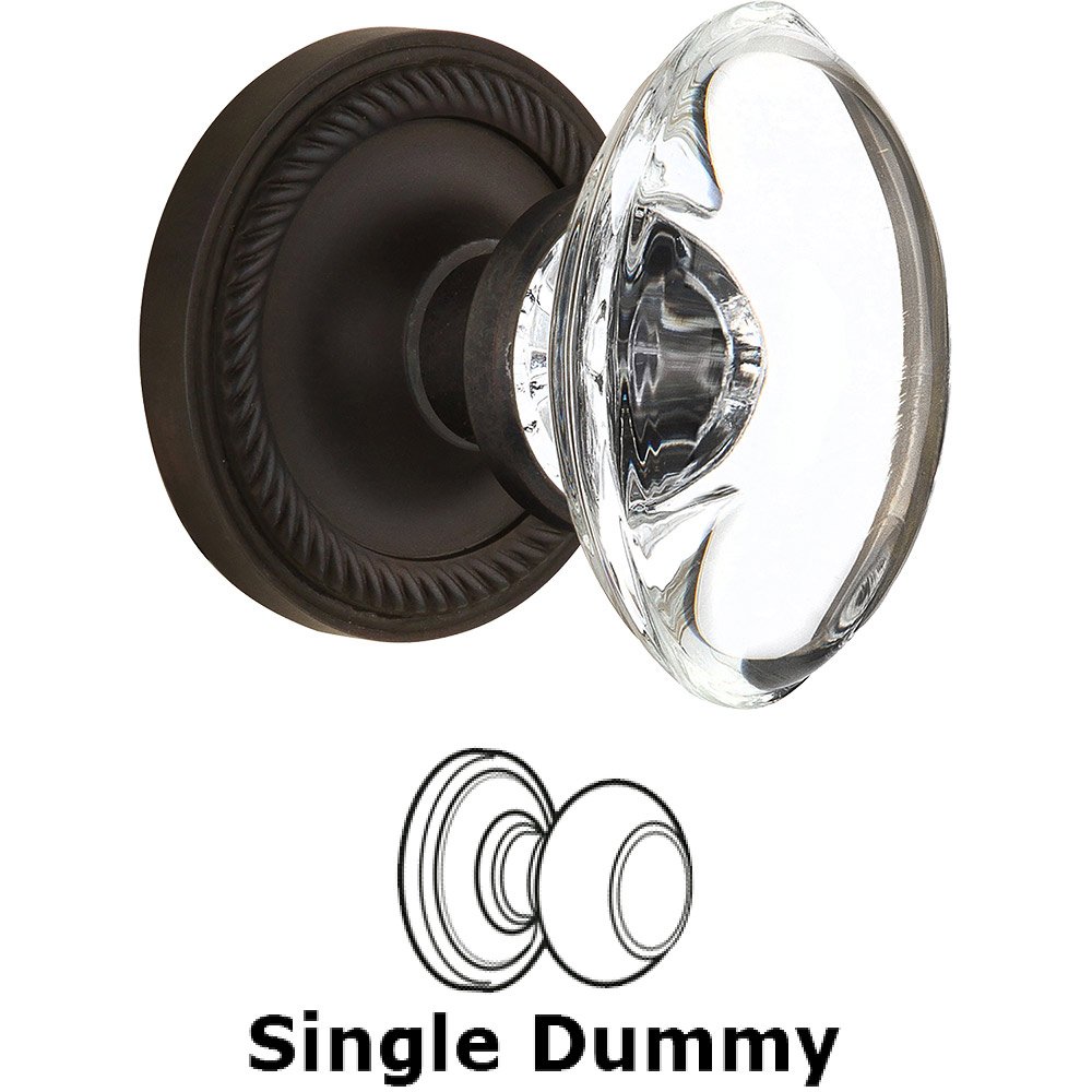 Nostalgic Warehouse Single Dummy - Rope Rose with Oval Clear Crystal Knob in Oil Rubbed Bronze