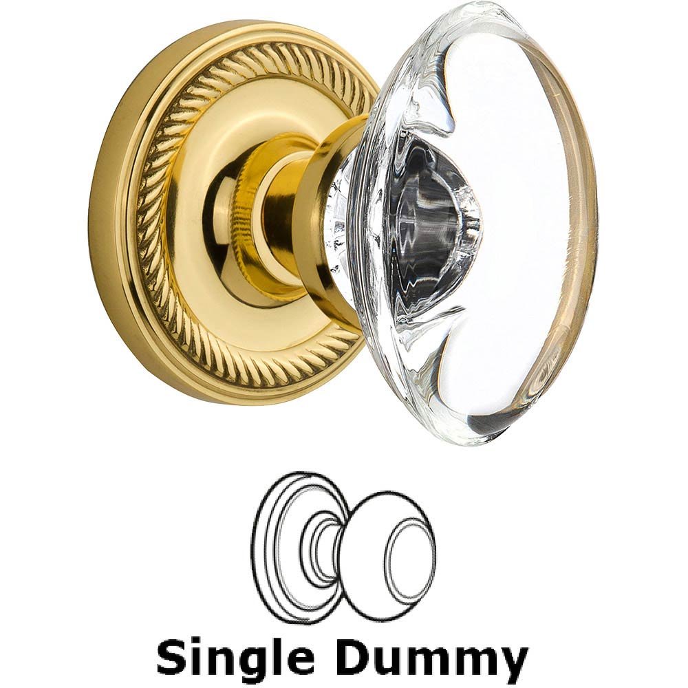Nostalgic Warehouse Single Dummy - Rope Rose with Oval Clear Crystal Knob in Polished Brass