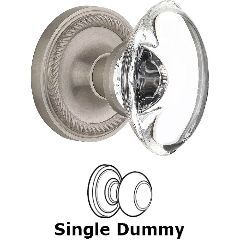 Nostalgic Warehouse Single Dummy - Rope Rose with Oval Clear Crystal Knob in Satin Nickel