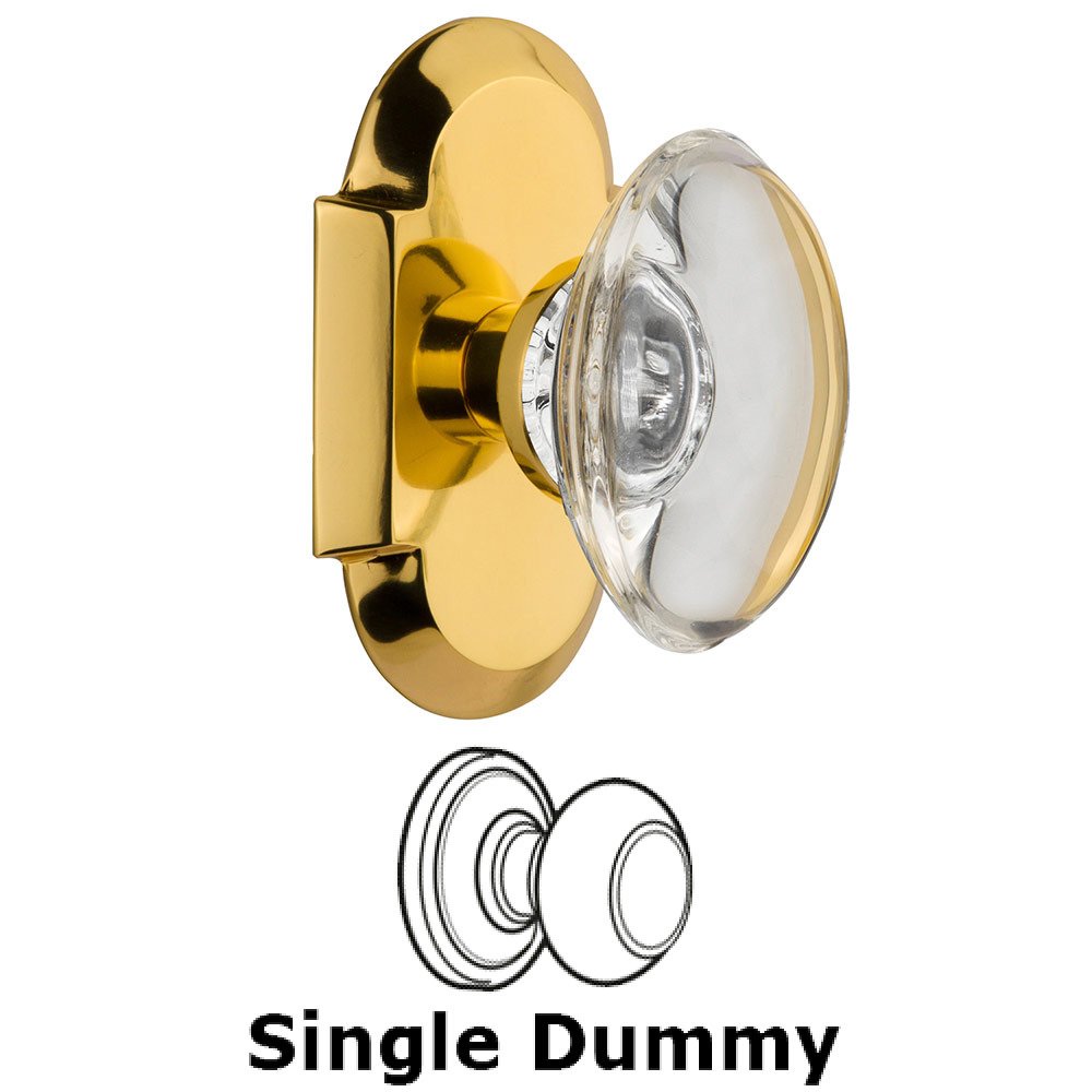 Nostalgic Warehouse Single Dummy Cottage Plate with Oval Clear Crystal Knob in Polished Brass