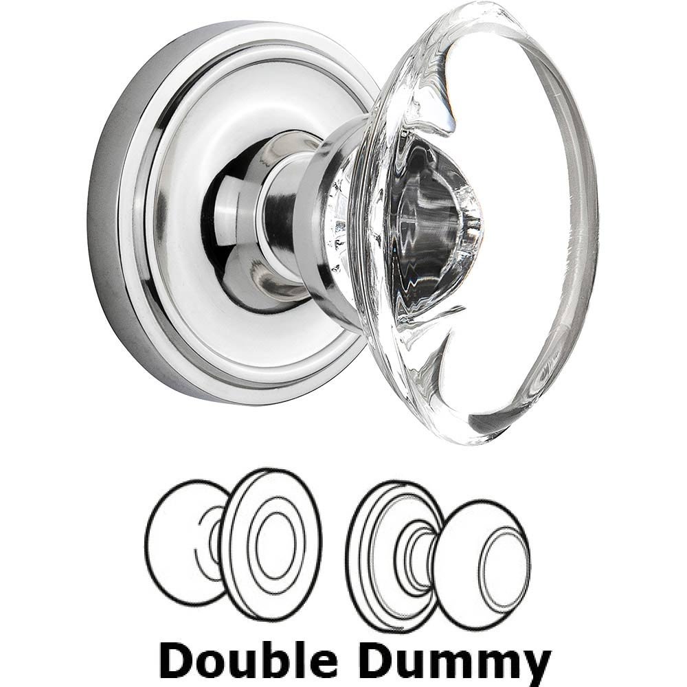 Nostalgic Warehouse Double Dummy Classic Rose with Oval Clear Crystal Knob in Bright Chrome