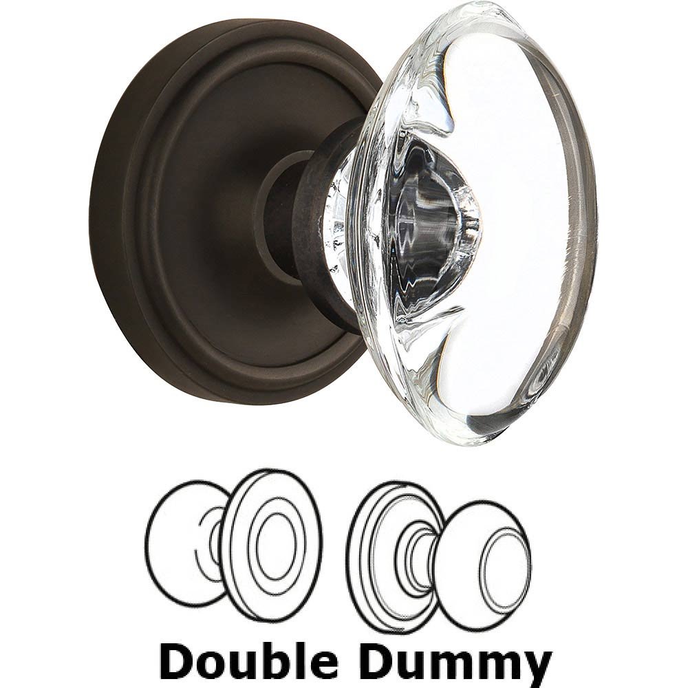 Nostalgic Warehouse Double Dummy Classic Rose with Oval Clear Crystal Knob in Oil Rubbed Bronze