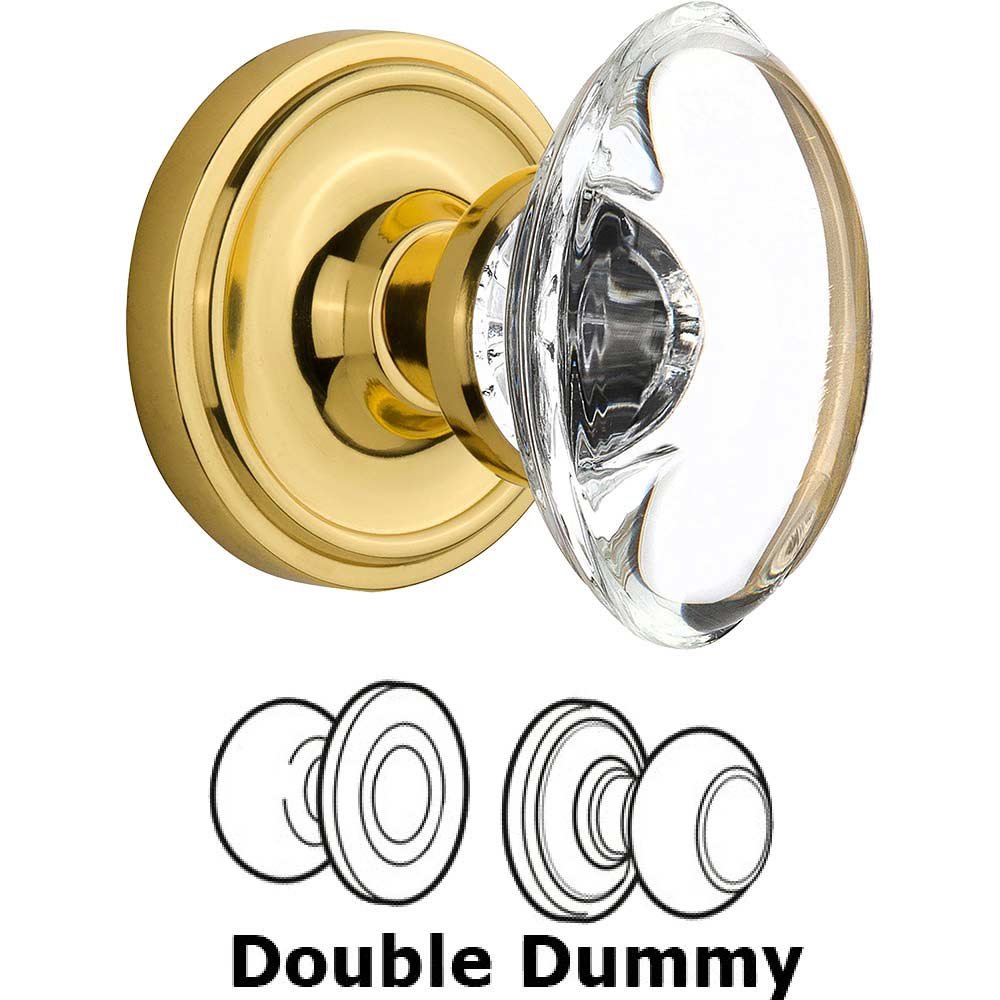 Nostalgic Warehouse Double Dummy Classic Rose with Oval Clear Crystal Knob in Polished Brass
