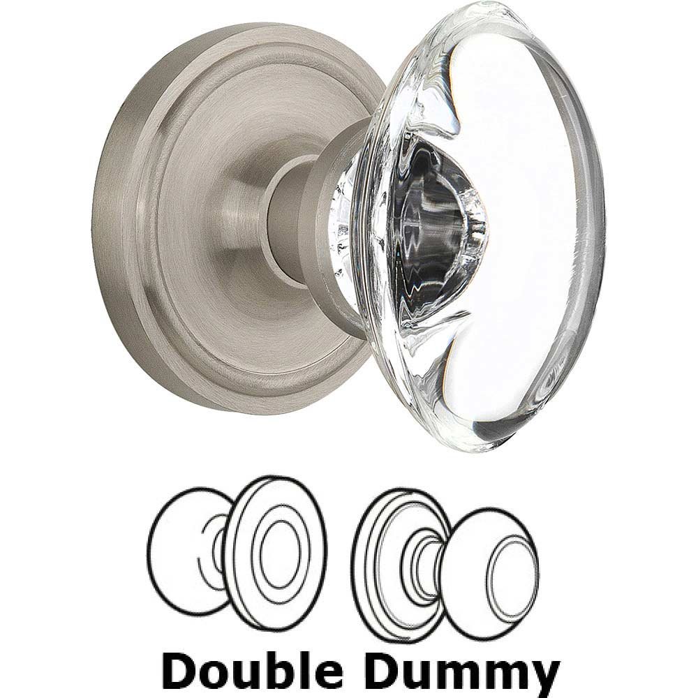 Nostalgic Warehouse Double Dummy Classic Rose with Oval Clear Crystal Knob in Satin Nickel