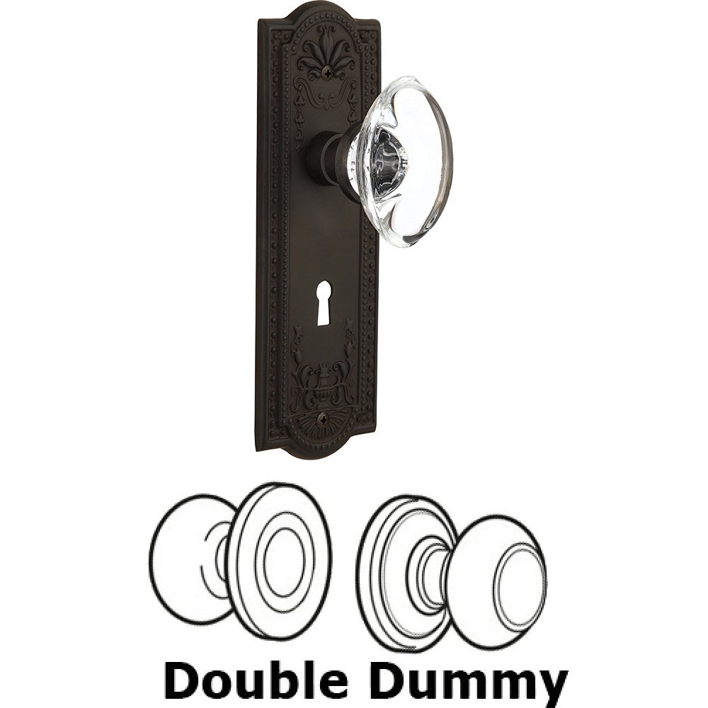 Nostalgic Warehouse Double Dummy - Meadows Plate with Oval Clear Crystal Knob with Keyhole in Oil Rubbed Bronze