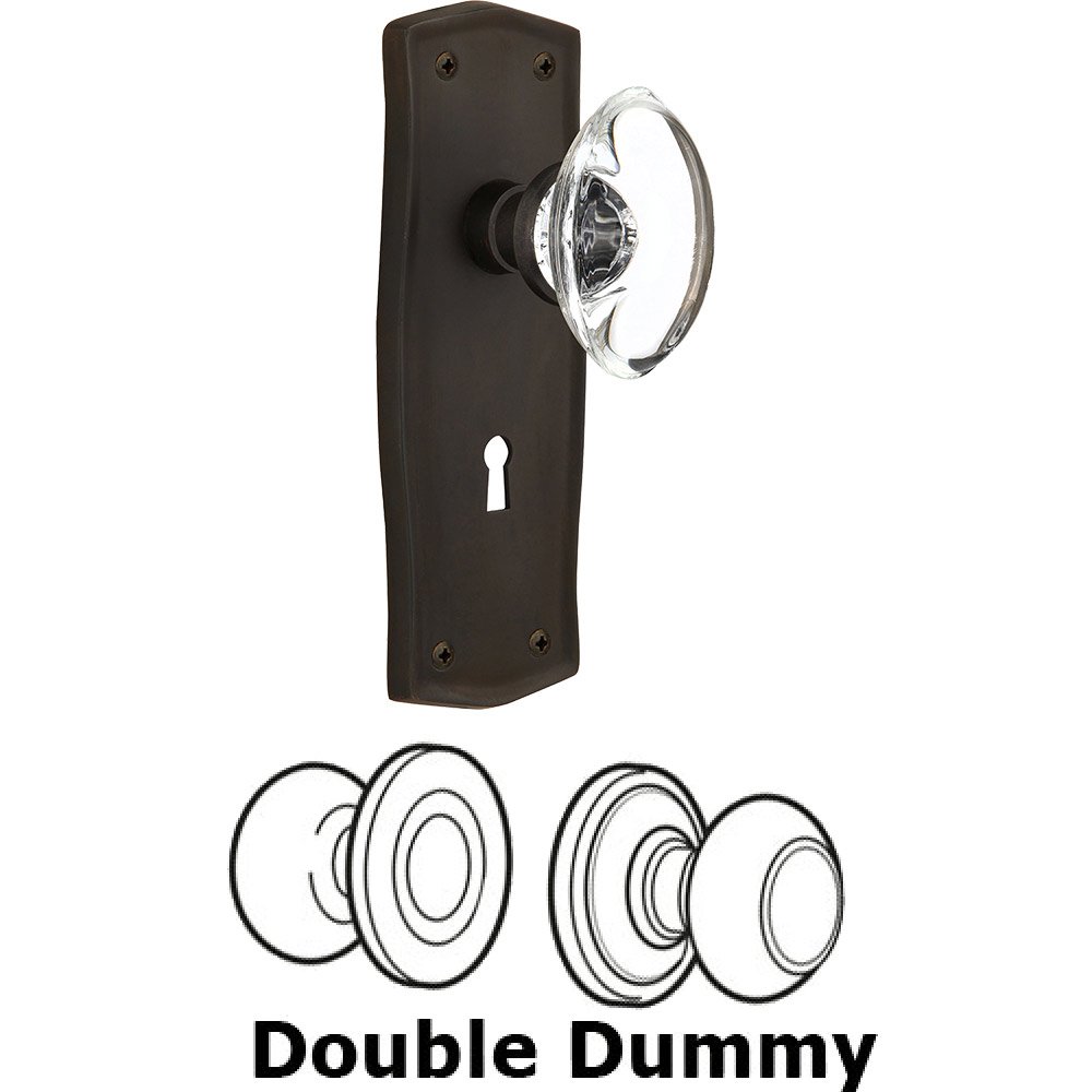 Nostalgic Warehouse Double Dummy - Prairie Plate with Oval Clear Crystal Knob with Keyhole in Oil Rubbed Bronze