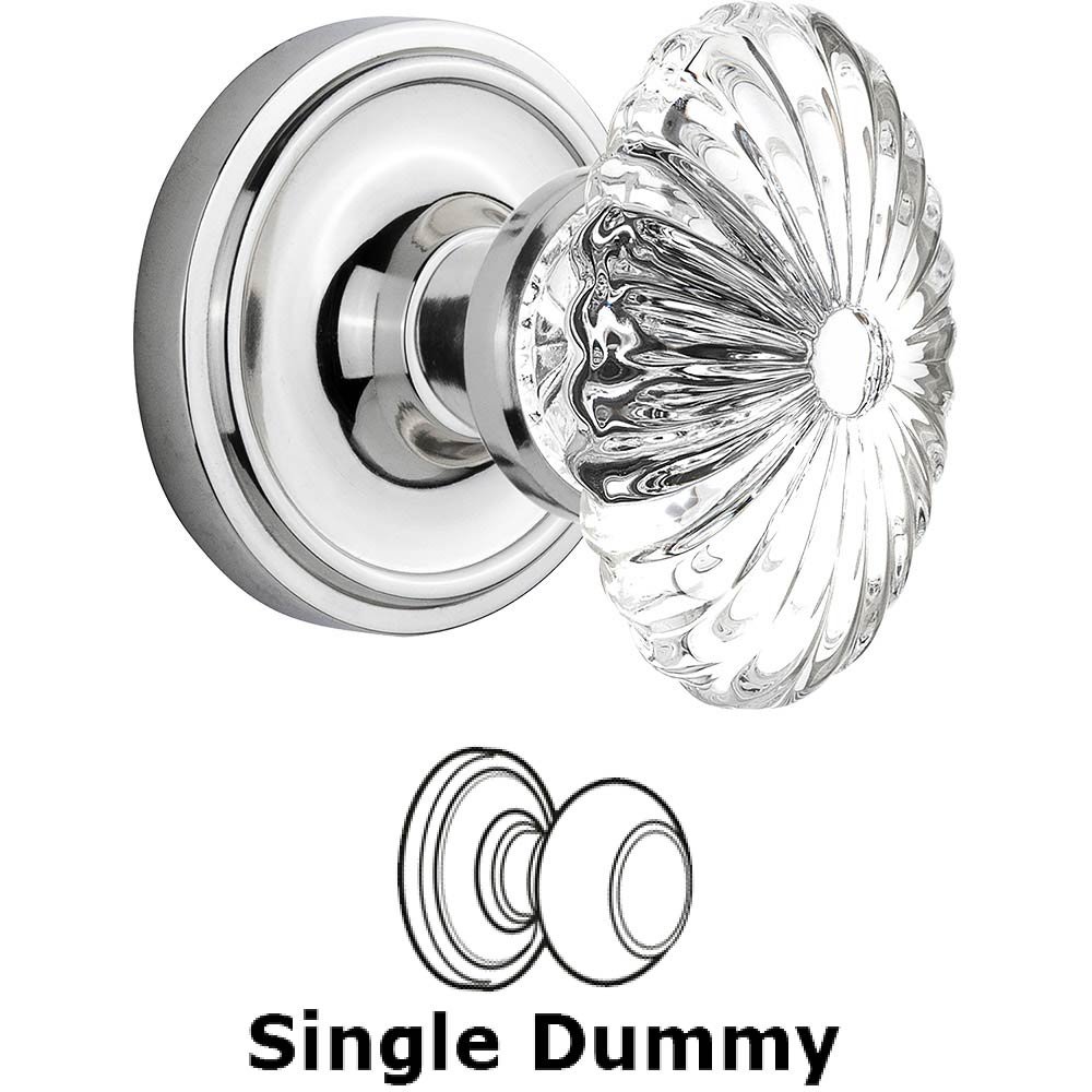Nostalgic Warehouse Single Dummy Classic Rose with Oval Fluted Crystal Knob in Bright Chrome