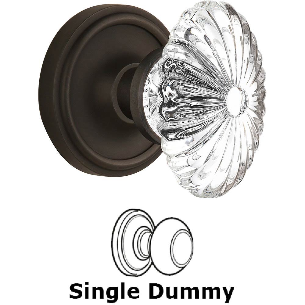Nostalgic Warehouse Single Dummy Classic Rose with Oval Fluted Crystal Knob in Oil Rubbed Bronze