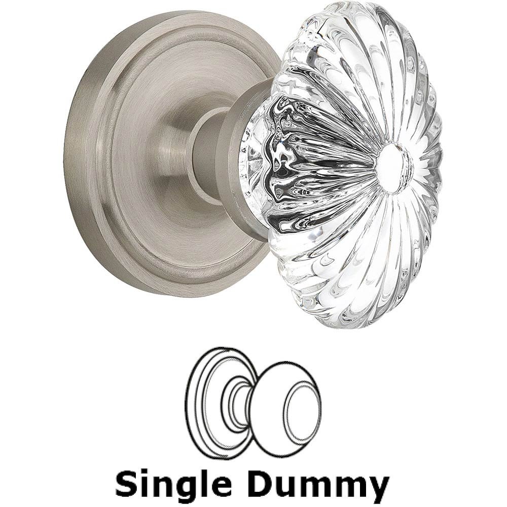 Nostalgic Warehouse Single Dummy Classic Rose with Oval Fluted Crystal Knob in Satin Nickel
