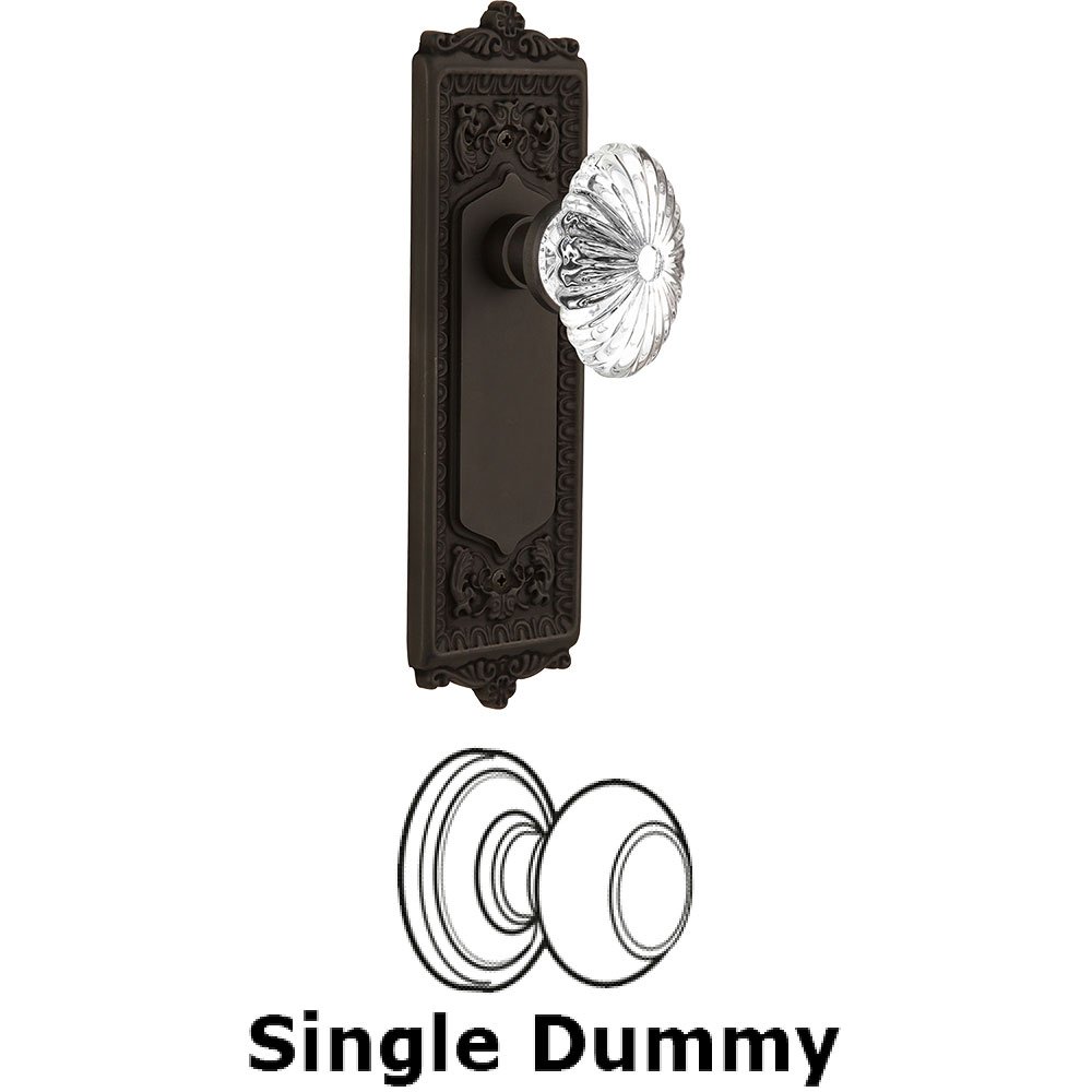 Nostalgic Warehouse Single Dummy - Egg and Dart Plate with Oval Fluted Crystal Knob without Keyhole in Oil Rubbed Bronze