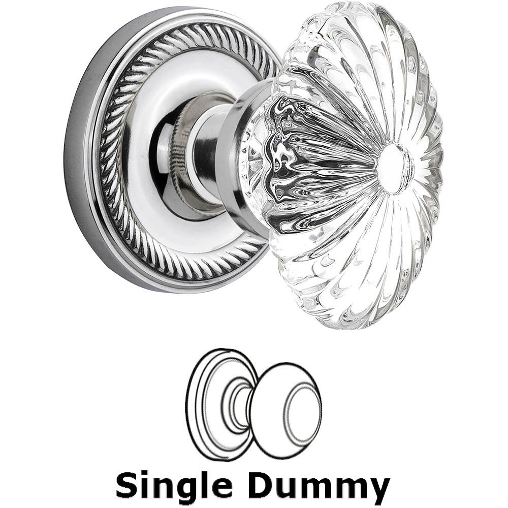 Nostalgic Warehouse Single Dummy - Rope Rose with Oval Fluted Crystal Knob in Bright Chrome