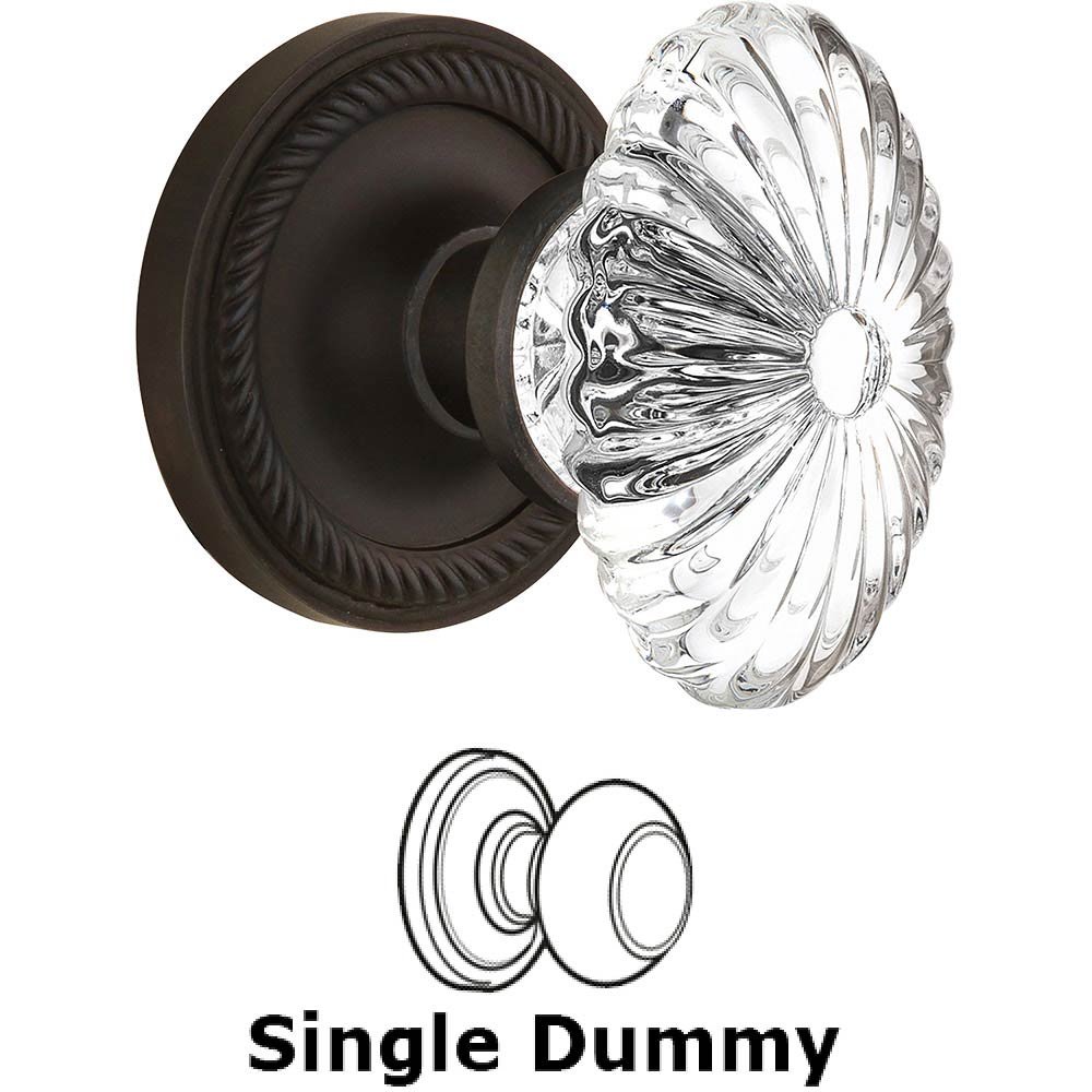 Nostalgic Warehouse Single Dummy - Rope Rose with Oval Fluted Crystal Knob in Oil Rubbed Bronze