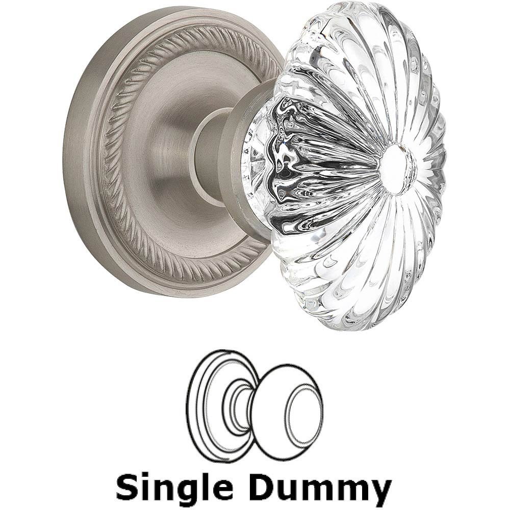 Nostalgic Warehouse Single Dummy - Rope Rose with Oval Fluted Crystal Knob in Satin Nickel