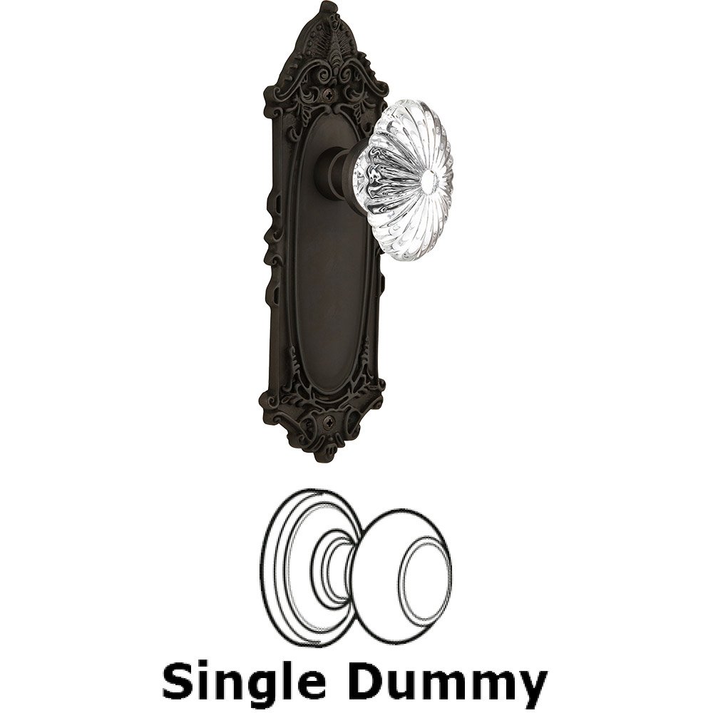 Nostalgic Warehouse Single Dummy - Victorian Plate with Oval Fluted Crystal Knob without Keyhole in Oil Rubbed Bronze