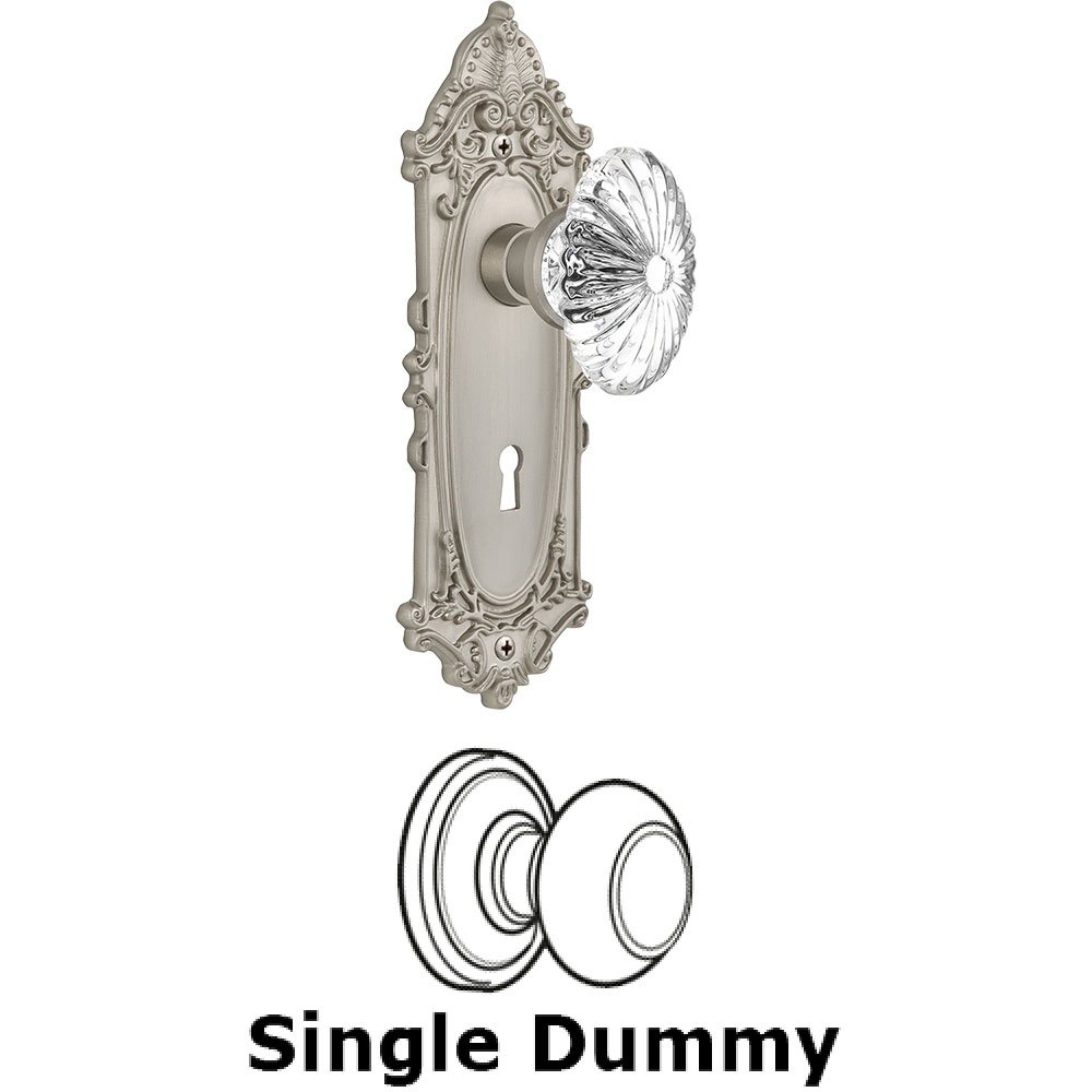 Nostalgic Warehouse Single Dummy - Victorian Plate with Oval Fluted Crystal Knob with Keyhole in Satin Nickel