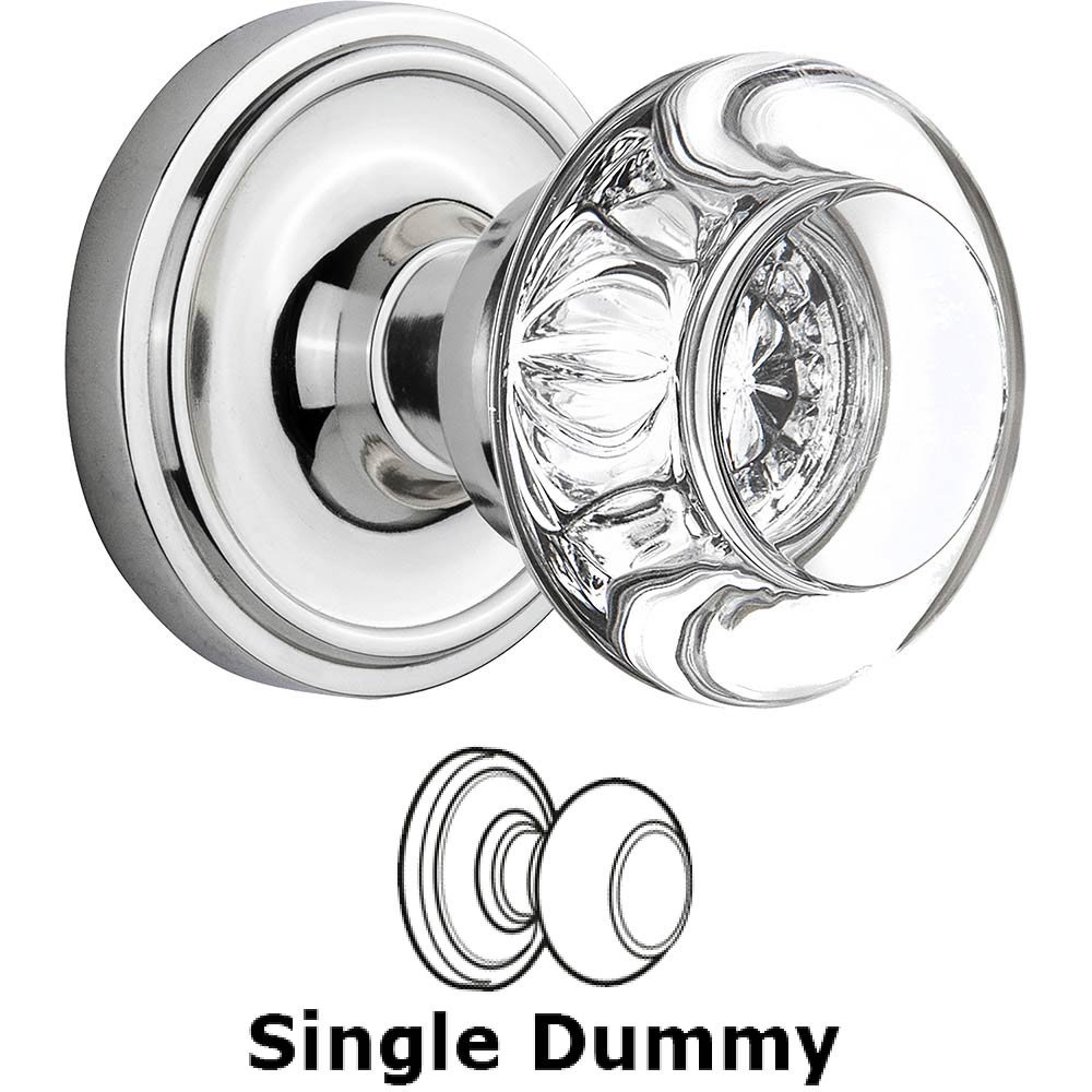 Nostalgic Warehouse Single Dummy Classic Rose with Round Clear Crystal Knob in Bright Chrome