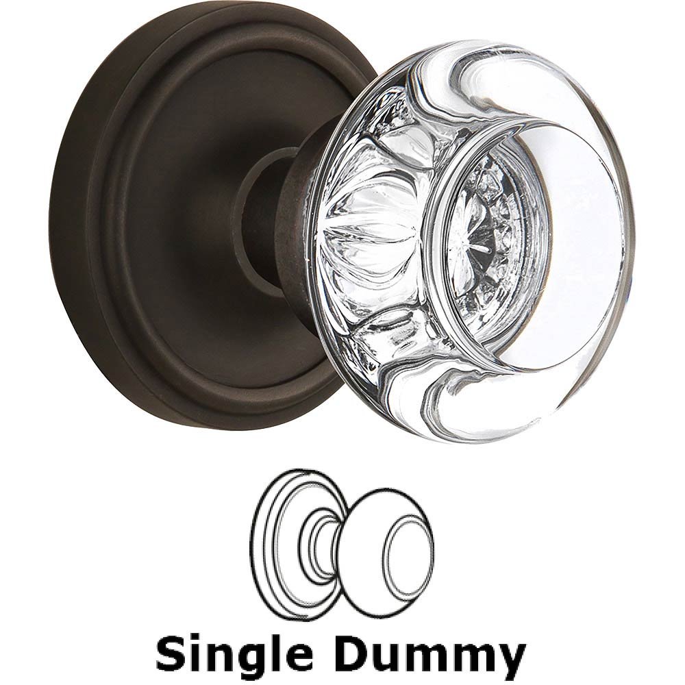 Nostalgic Warehouse Single Dummy Classic Rose with Round Clear Crystal Knob in Oil Rubbed Bronze