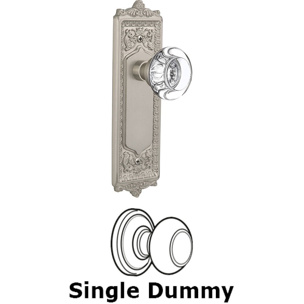 Nostalgic Warehouse Single Dummy - Egg and Dart Plate with Round Clear Crystal Knob without Keyhole in Satin Nickel
