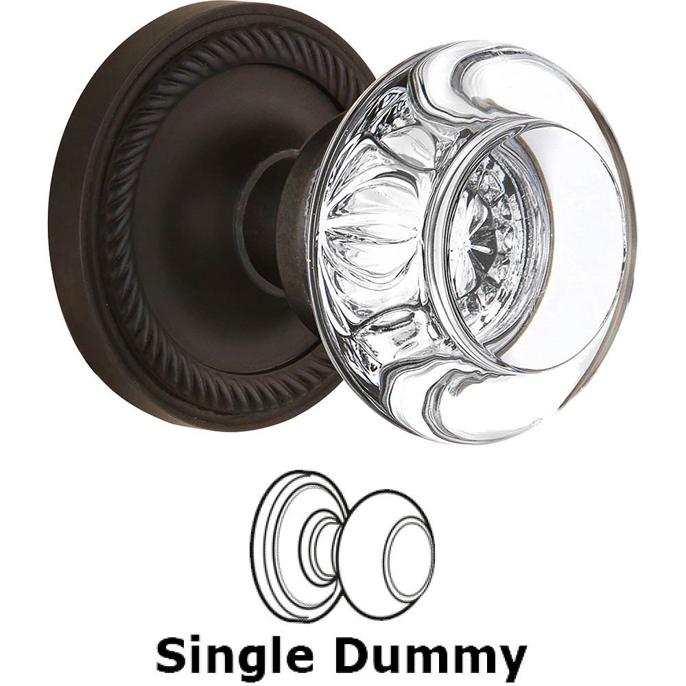 Nostalgic Warehouse Single Dummy - Rope Rose with Round Clear Crystal Knob in Oil Rubbed Bronze