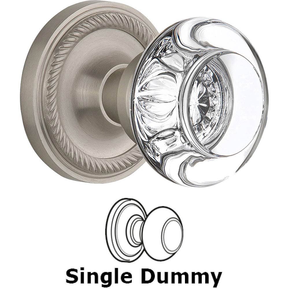 Nostalgic Warehouse Single Dummy - Rope Rose with Round Clear Crystal Knob in Satin Nickel