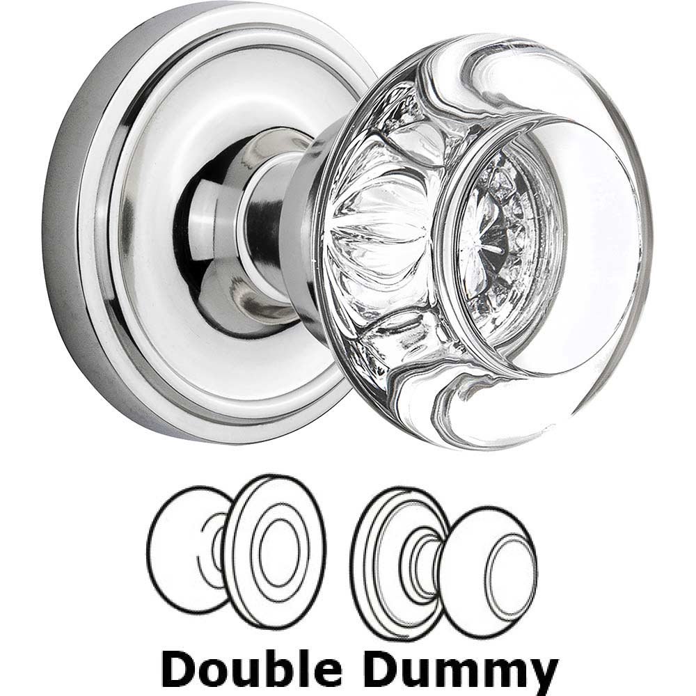 Nostalgic Warehouse Double Dummy Classic Rose with Round Clear Crystal Knob in Bright Chrome