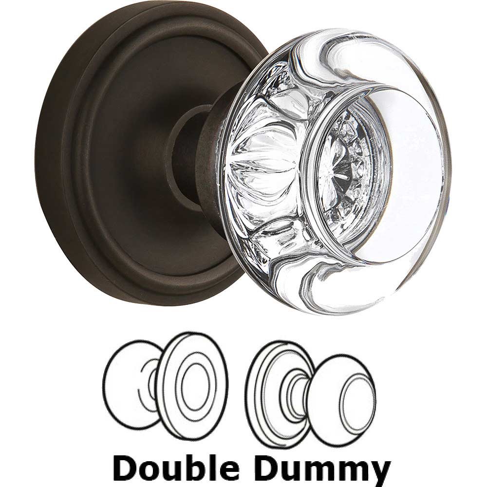 Nostalgic Warehouse Double Dummy Classic Rose with Round Clear Crystal Knob in Oil Rubbed Bronze