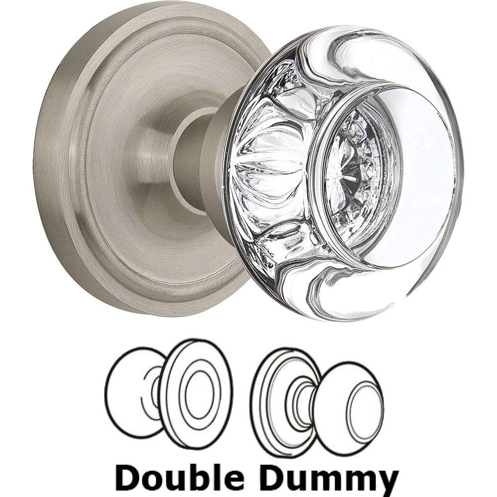 Nostalgic Warehouse Double Dummy Classic Rose with Round Clear Crystal Knob in Satin Nickel