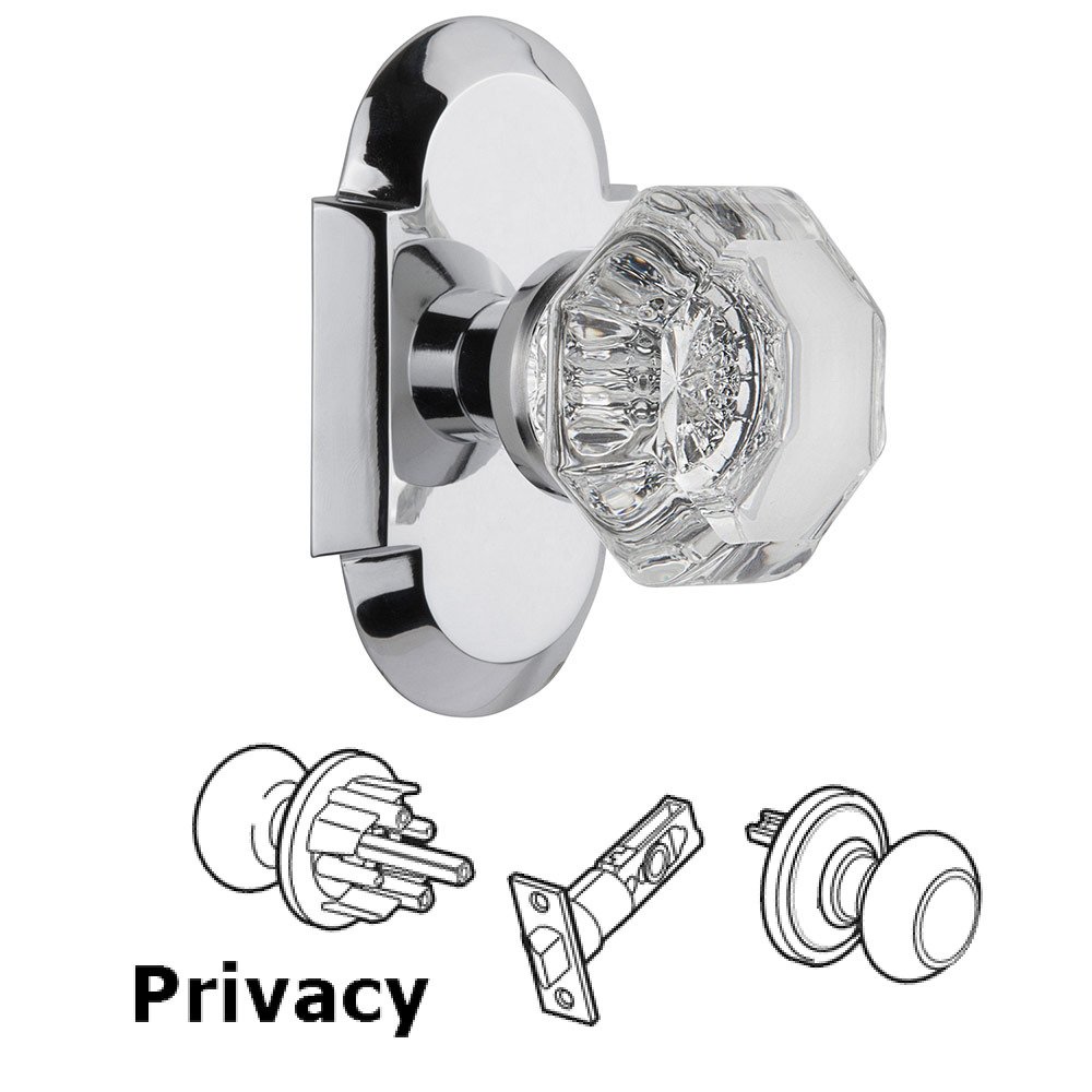 Nostalgic Warehouse Privacy Cottage Plate with Waldorf Knob in Bright Chrome