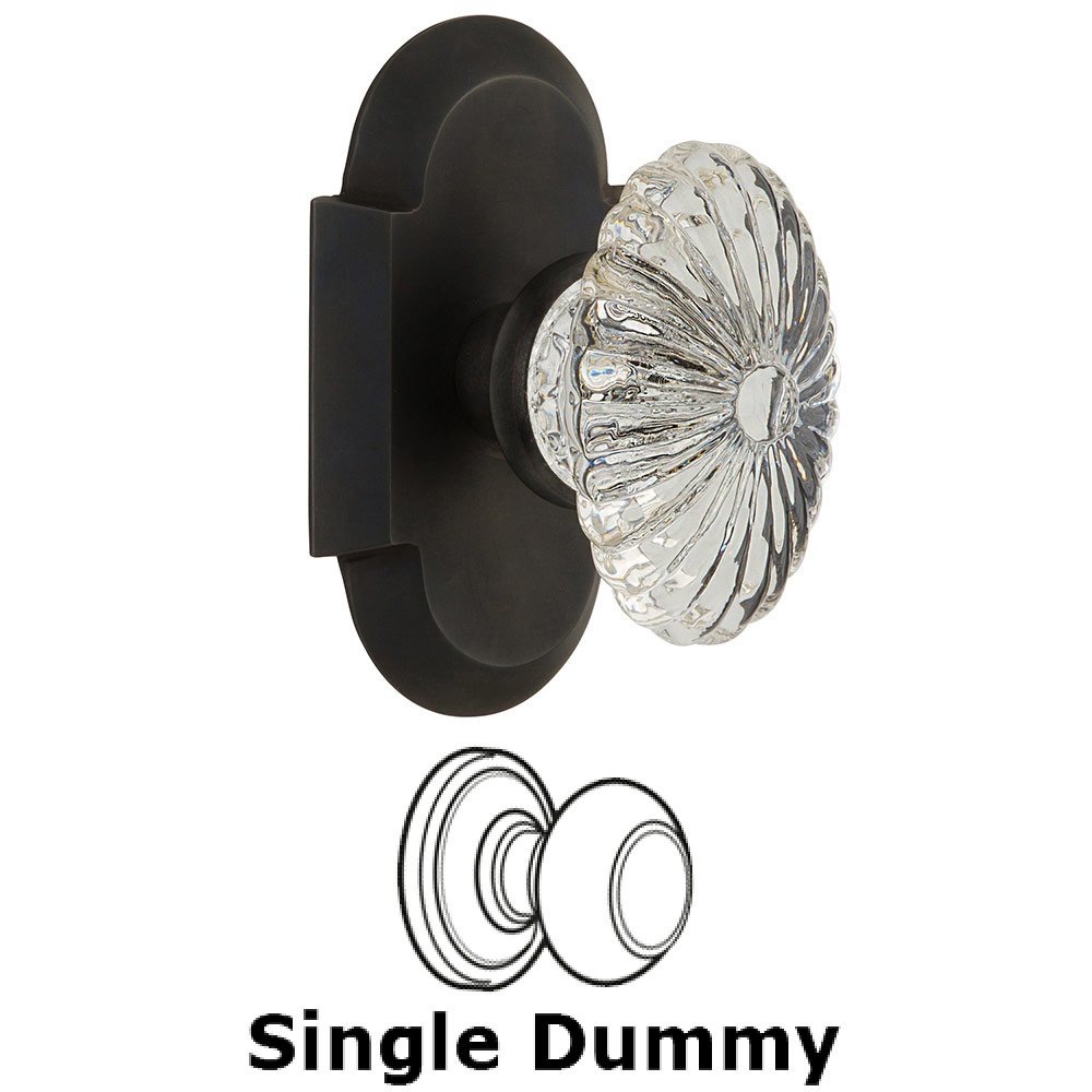 Nostalgic Warehouse Single Dummy Cottage Plate with Oval Fluted Crystal Knob in Oil Rubbed Bronze