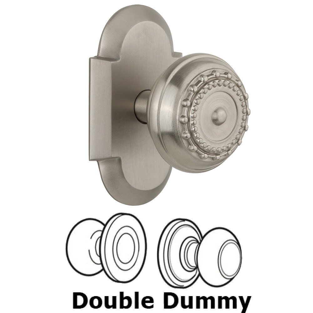 Nostalgic Warehouse Double Dummy Cottage Plate with Meadows Knob in Satin Nickel