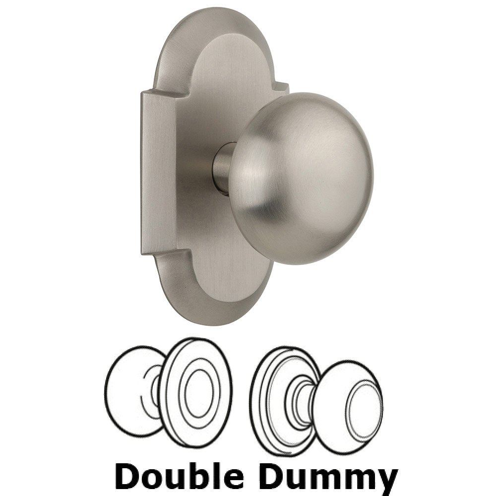 Nostalgic Warehouse Double Dummy Cottage Plate with New York Knob in Satin Nickel