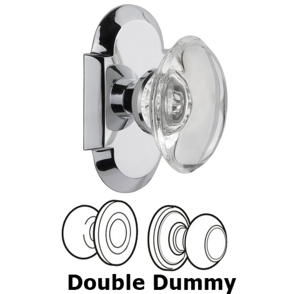 Nostalgic Warehouse Double Dummy Cottage Plate with Oval Clear Crystal Knob in Bright Chrome