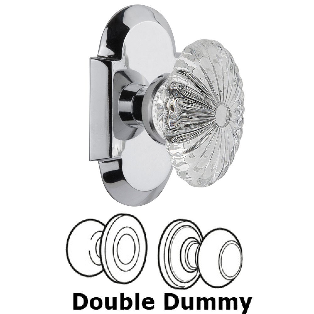 Nostalgic Warehouse Double Dummy Cottage Plate with Oval Fluted Crystal Knob in Bright Chrome