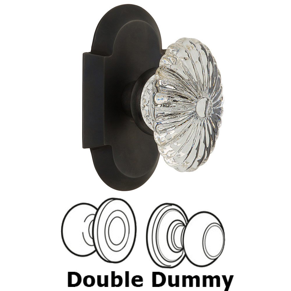 Nostalgic Warehouse Double Dummy Cottage Plate with Oval Fluted Crystal Knob in Oil Rubbed Bronze