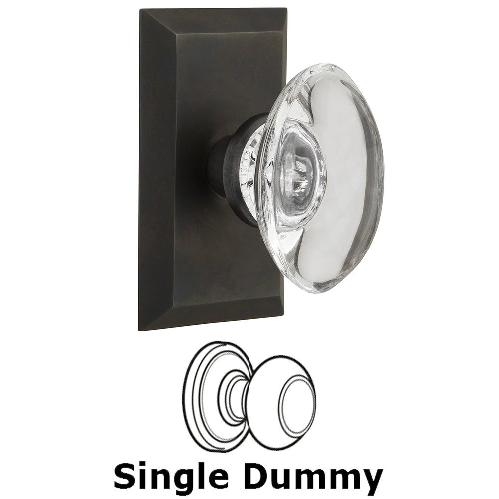 Nostalgic Warehouse Single Dummy Studio Plate with Oval Clear Crystal Knob in Oil Rubbed Bronze