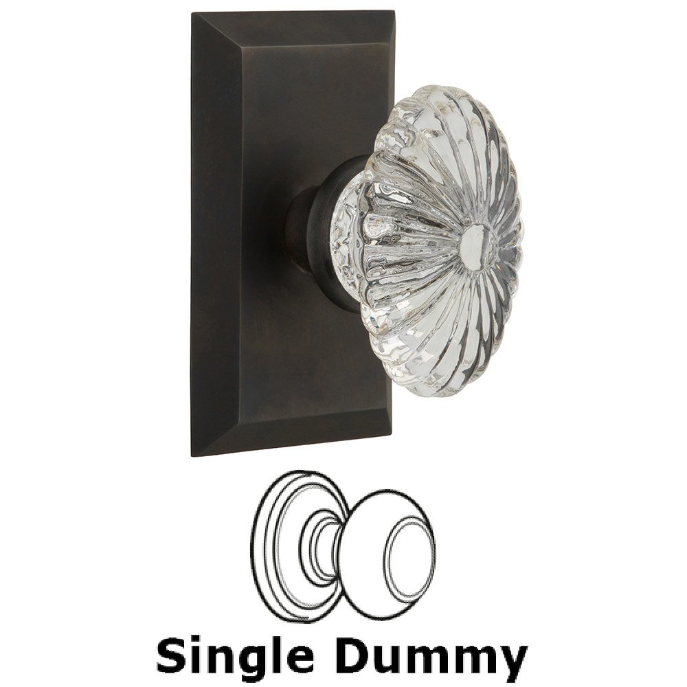 Nostalgic Warehouse Single Dummy Studio Plate with Oval Fluted Crystal Knob in Oil Rubbed Bronze