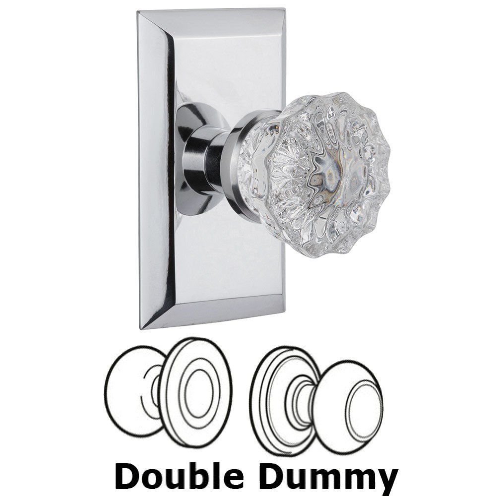 Nostalgic Warehouse Double Dummy Studio Plate with Crystal Knob in Bright Chrome