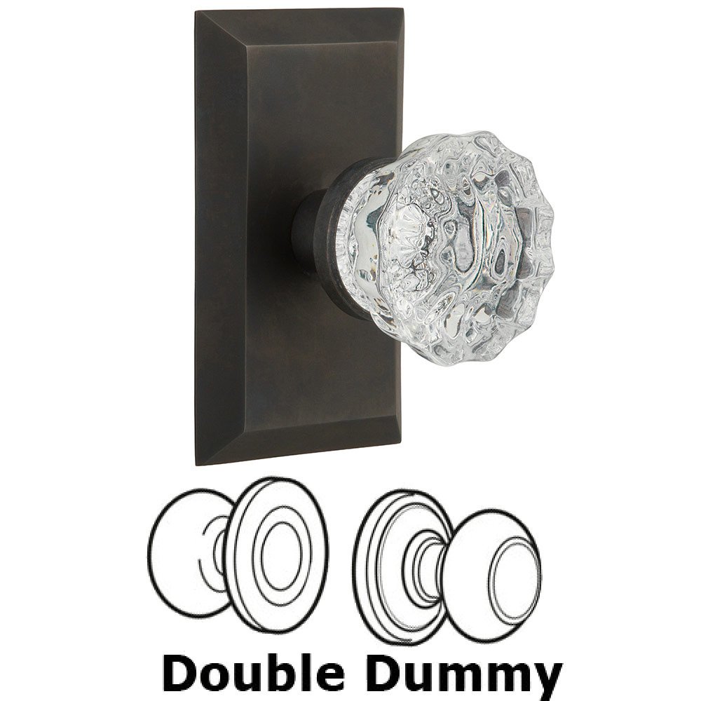 Nostalgic Warehouse Double Dummy Studio Plate with Crystal Knob in Oil Rubbed Bronze