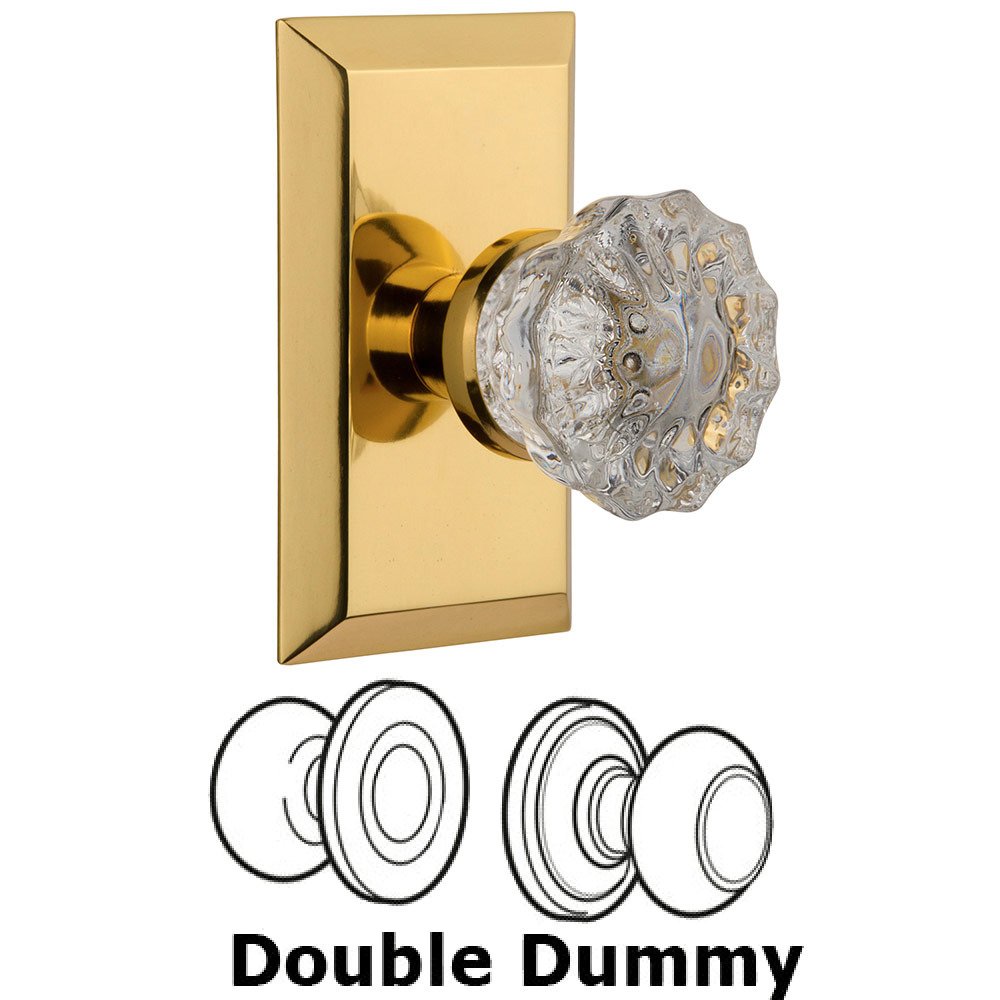 Nostalgic Warehouse Double Dummy Studio Plate with Crystal Knob in Polished Brass