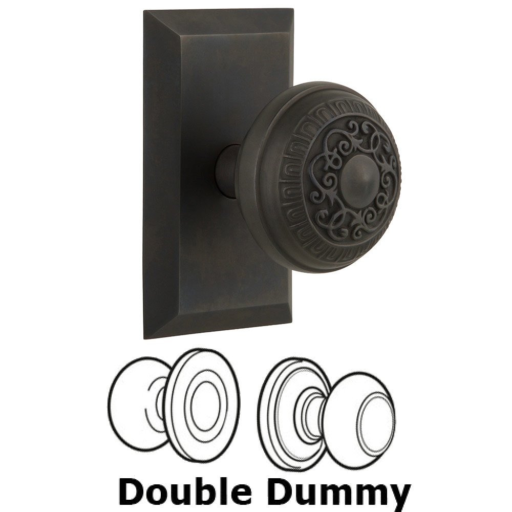 Nostalgic Warehouse Double Dummy Studio Plate with Egg and Dart Knob in Oil Rubbed Bronze