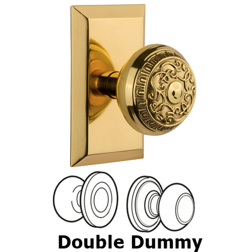 Nostalgic Warehouse Double Dummy Studio Plate with Egg and Dart Knob in Polished Brass