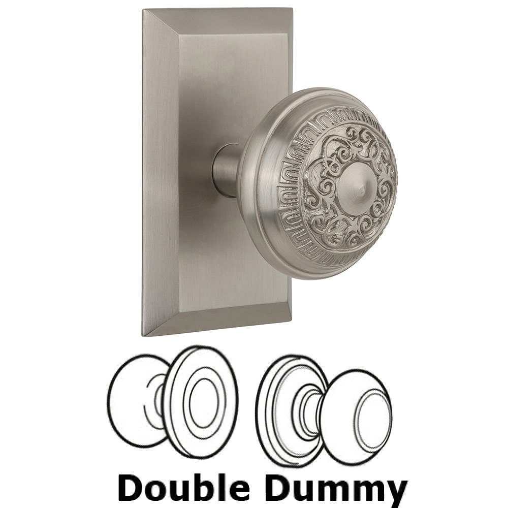 Nostalgic Warehouse Double Dummy Studio Plate with Egg and Dart Knob in Satin Nickel