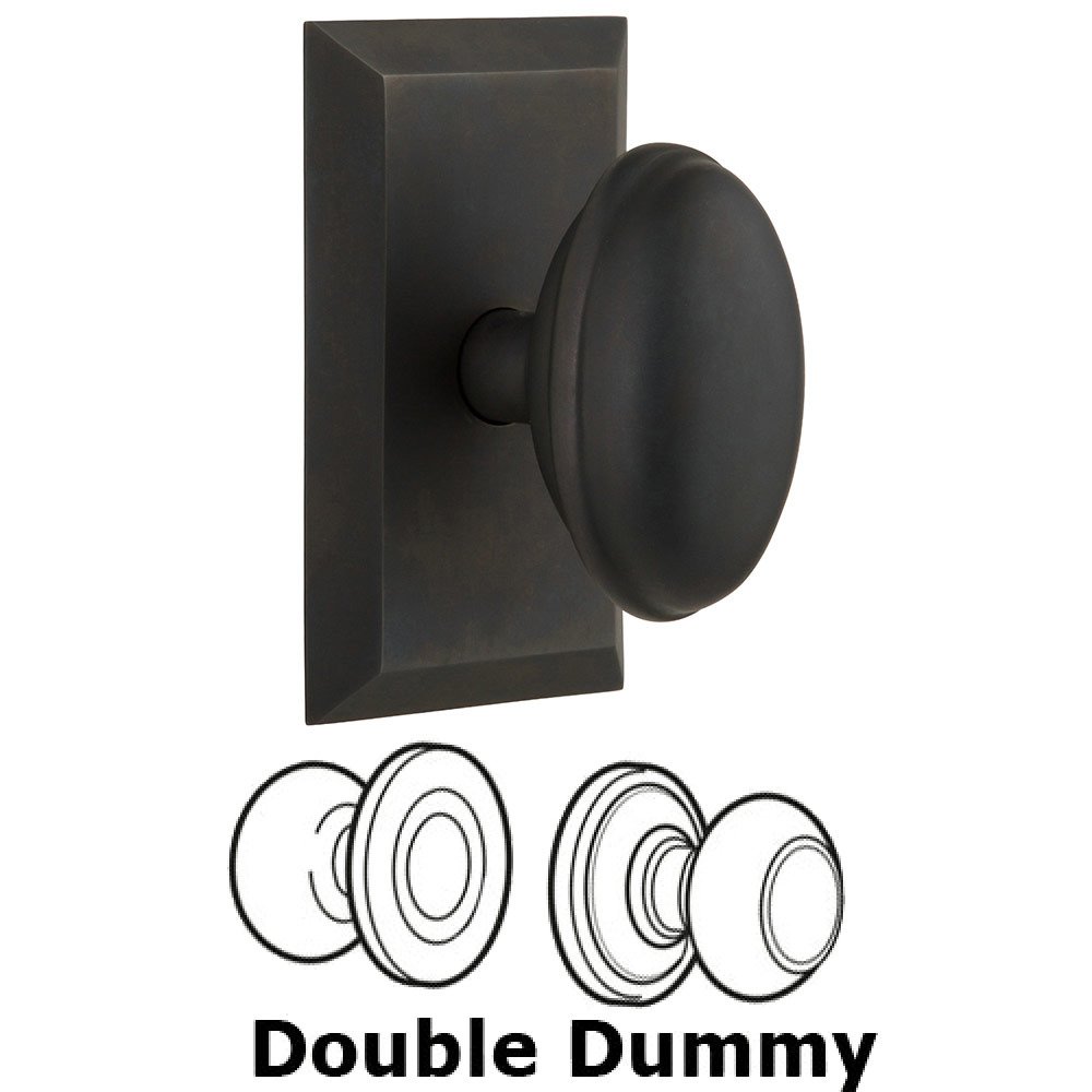 Nostalgic Warehouse Double Dummy Studio Plate with Homestead Knob in Oil Rubbed Bronze