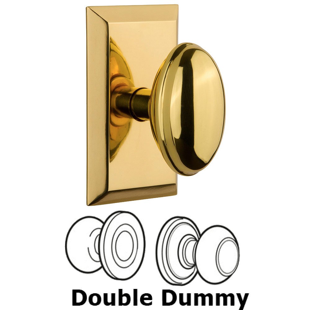Nostalgic Warehouse Double Dummy Studio Plate with Homestead Knob in Polished Brass