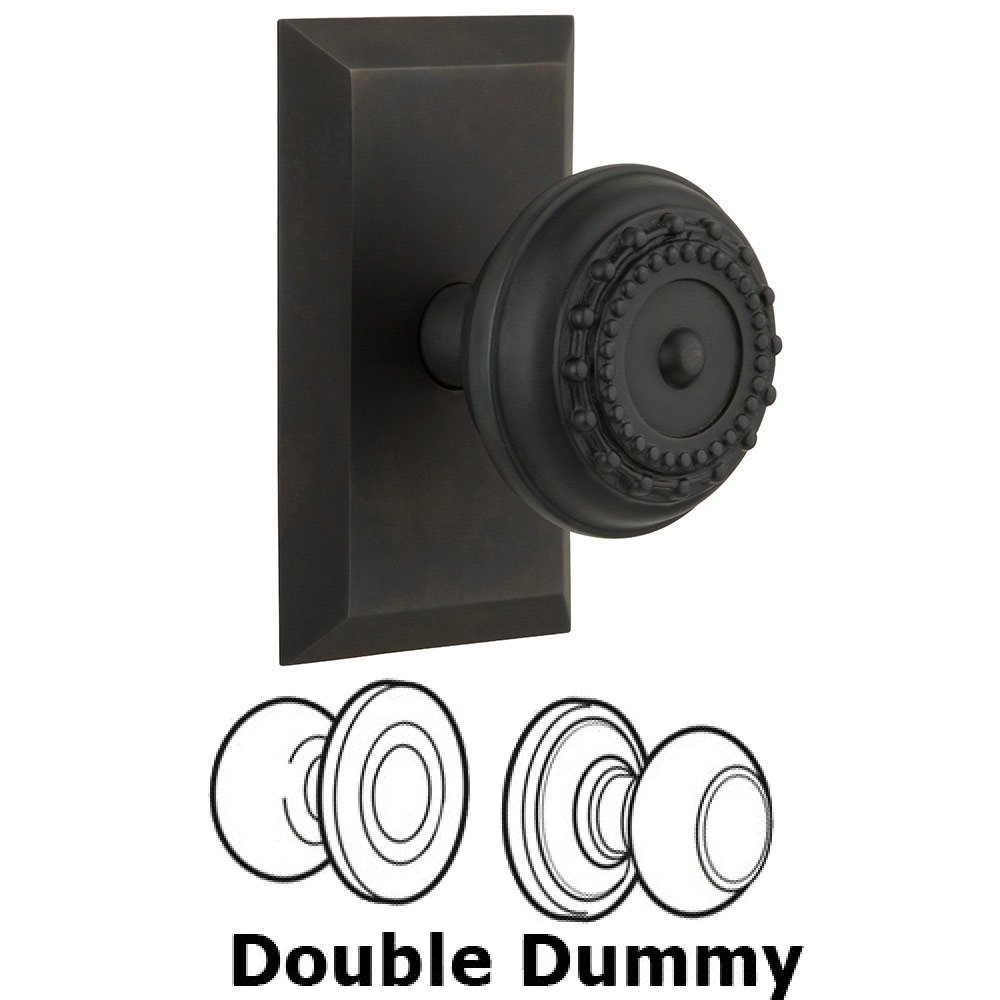 Nostalgic Warehouse Double Dummy Studio Plate with Meadows Knob in Oil Rubbed Bronze