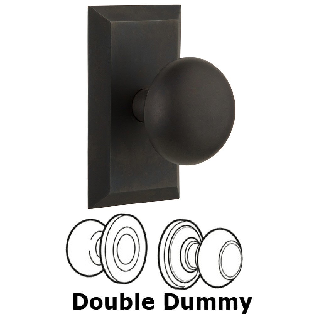 Nostalgic Warehouse Double Dummy Studio Plate with New York Knob in Oil Rubbed Bronze